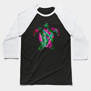 Pink and Green Watercolor Sea Turtle Baseball T-Shirt